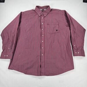 Ariat Pro Series Red Plaid Long Sleeve Western Button Up Shirt Men's Size‎ XXL